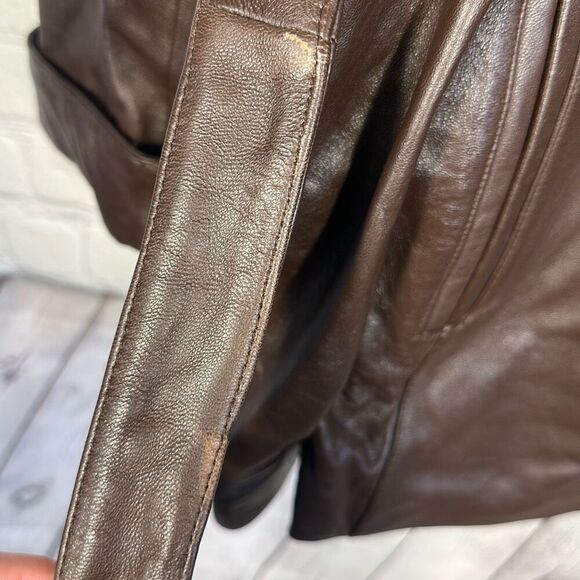 NEW Vintage 80s Wilsons Leather Thinsulate Lining Belted Jacket Coat XL Burgundy - Picture 4 of 13